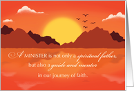 Minister Fathers Day With Sunset Landscape card