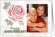 Wedding Anniversary Soft Roses With Custom Photo card