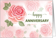 Wedding Anniversary Congratulations Soft Watercolor Roses card