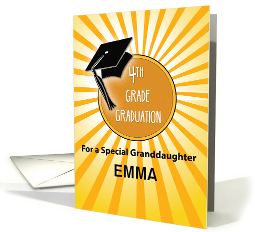 Custom Name Granddaughter 4th Grade Graduation Hat on Sun card