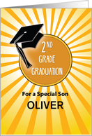Custom Name Son 2nd Grade Graduation Hat on Sun card