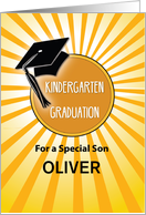 Custom Name Son Kindergarten Graduation Hat on Sun card