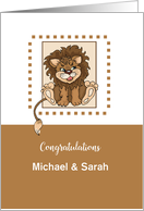 Custom Parents Name New Baby Congratulations Lion card