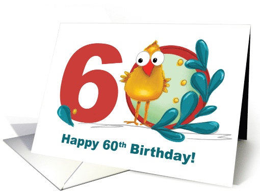 Sixtieth 60 Birthday with Funny Bird and Branch in Age card (1771516)