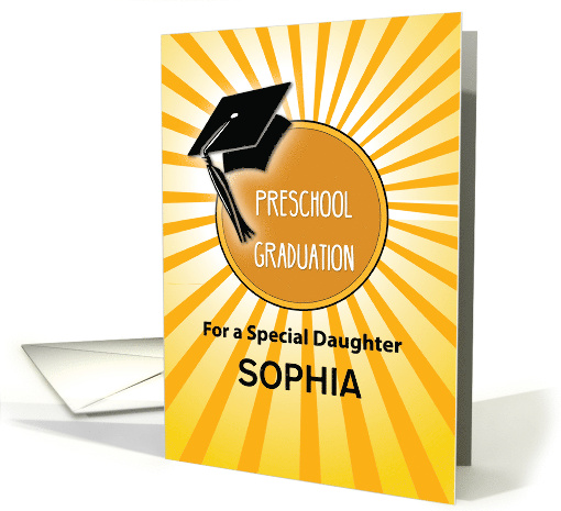 Custom Name Daughter Preschool Graduation Hat on Sun card (1771716)