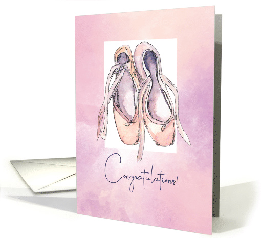 Congratulations on Ballet Performance Watercolor Pointe Shoes card