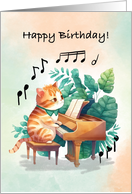 Birthday Musical Cat Playing Piano card
