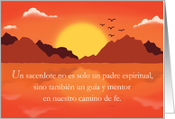 Spanish Priest Fathers Day With Sunset Landscape card