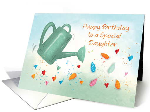 Daughter Birthday Watering Can Sprinkling Hearts card (1773644)