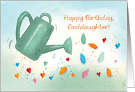 Goddaughter Birthday Watering Can Sprinkling Hearts card