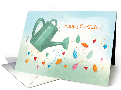 Birthday Watering Can Sprinkling Hearts card (1773676)
