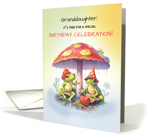 Granddaughter Birthday Cute Frogs Under Mushrooms card (1773884)