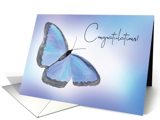 Congratulations Watercolor Butterfly Blue and Violet card (1773892)