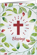 Blessings Cross in Wreath card