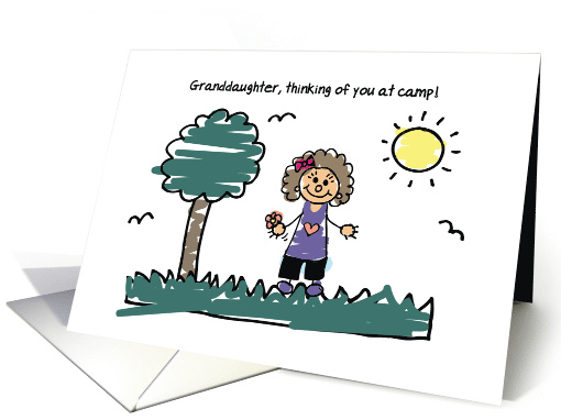 Granddaughter Thinking of You Summer Camp Stick Figure card (1774032)