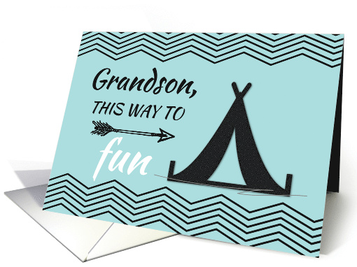 Grandson Thinking of You at Camp Tent and Arrow on Teal card (1774044)