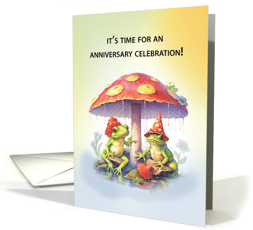 Wedding Anniversary Two Funny Frogs Under Mushrooms card (1774056)