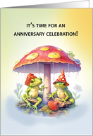 Wedding Anniversary Two Funny Frogs Under Mushrooms card