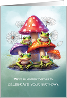From Group Funny Birthday Wishes With Frogs Under Mushrooms card