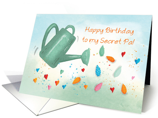 Secret Pal Birthday Watering Can Sprinkling Hearts card (1775174)