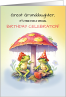 Great Granddaughter Birthday Cute Frogs Under Mushrooms card