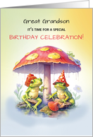 Great Grandson Birthday Cute Frogs Under Mushrooms card