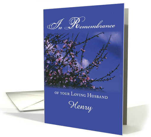 Husband Remembrance Customizable Name on Anniversary of Death card