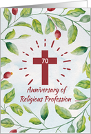 70th Anniversary or Religious Profession to Nun Cross in Wreath card