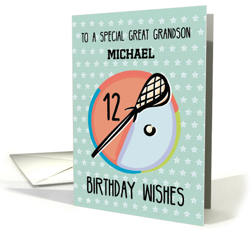 Great Grandson 12th Birthday Lacrosse Sport Personalize Name card