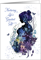 Pregnancy Discomfort Support Artistic Silhouette with Paint Speckles card