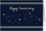 Employee Anniversary Gold Glitter Look Stars on Navy Blue card