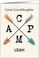 Great Granddaughter Camp Personalize Name Arrows card
