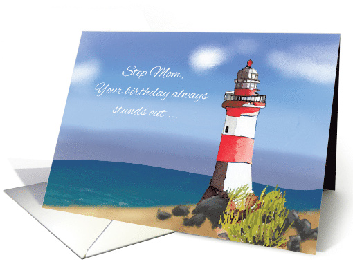 Step Mom Birthday Coastal Lighthouse card (1782886)
