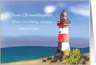 Great Granddaughter Birthday Coastal Lighthouse card