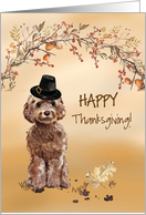 Brown Cockapoo Funny Pilgrim Hat Thanksgiving card