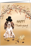Brown Cocker Spaniel Funny Pilgrim Hat Thanksgiving card