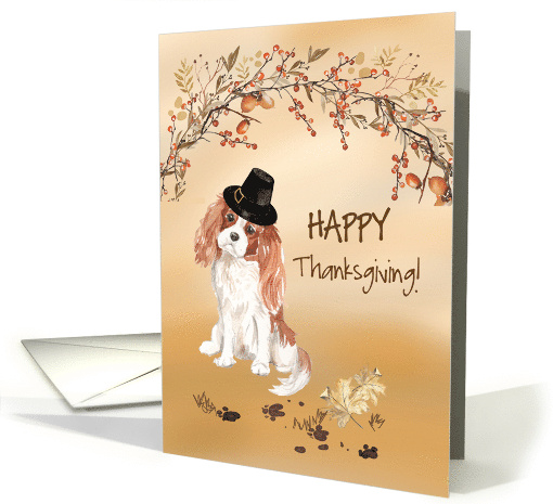 Cavalier King Charles Spaniel Funny Pilgrim Hat Thanksgiving card