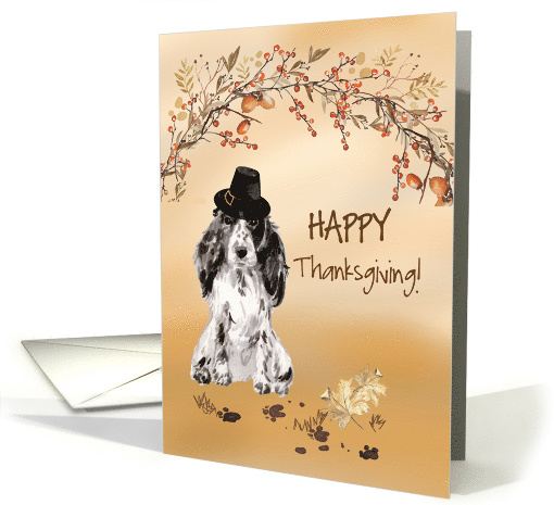 Cocker Spaniel Funny Pilgrim Hat Thanksgiving card (1783602)