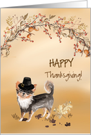 Long Haired Chihuahua Funny Pilgrim Hat Thanksgiving card