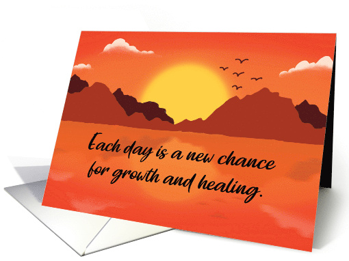 12 Step Recovery Encouragement Warm Sunset Mountain Landscape card