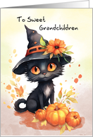 Grandchildren Sweet Halloween Cat card