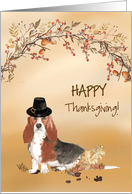 Basset Hound Funny Pilgrim Hat Thanksgiving card