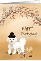 Bichon Frise Funny Pilgrim Hat Thanksgiving card