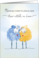 Wedding Anniversary Two Cute Hand Drawn Sheep card