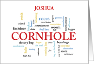 Cornhole Birthday in Descriptive Word Cloud card