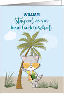 Good Luck Going Back to School Custom Name Funny Cool Raccoon card