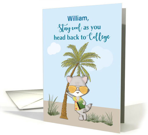 Good Luck Going Back to College Custom Name Funny Cool Raccoon card