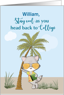 Good Luck Going Back to College Custom Name Funny Cool Raccoon card