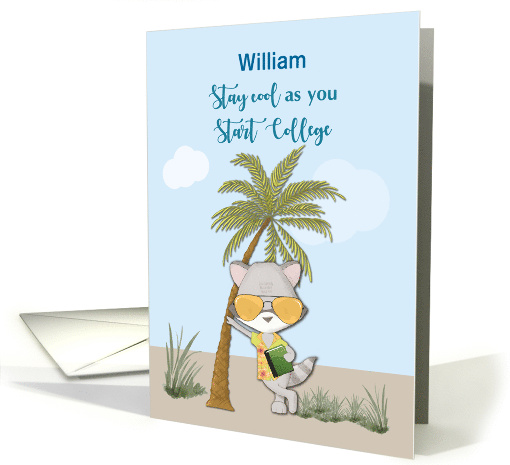 Good Luck Starting College Custom Name Funny Cool Raccoon card