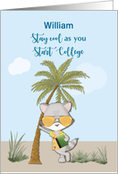 Good Luck Starting College Custom Name Funny Cool Raccoon card